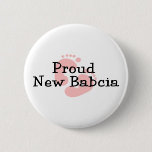 Badge Rond 5 Cm Fière nouvelle empreinte de pied de bébé Babcia