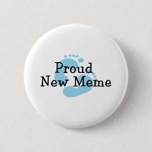 Badge Rond 5 Cm Fière Nouvelle Empreinte de Pied de Bébé Garçon