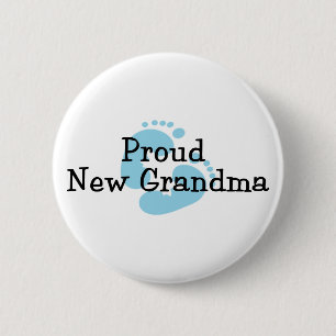 Badge Rond 5 Cm Fière nouvelle grand-mère Empreintes de pieds de b