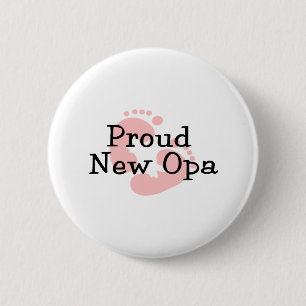 Badge Rond 5 Cm Fière Nouvelle Opa Empreintes de Bébé Fille