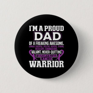 Badge Rond 5 Cm Fière Papa Fibromyalgie Sensibilisation Ruban Homm