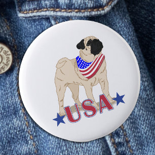 Badge Rond 5 Cm Fière patriotique Carlin américain