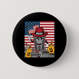 Badge Rond 5 Cm Fière poubelle Trump Supporter Trash Can Cartoon F