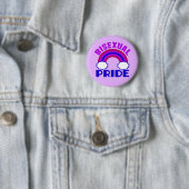 Badge Rond 5 Cm Fierté bisexuelle violet arc-en-ciel (En situation)