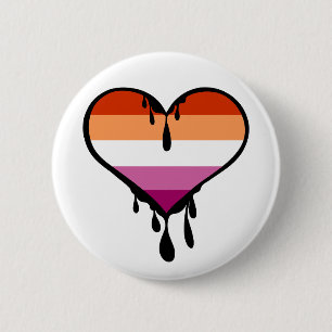 Badge Rond 5 Cm Fierté lesbienne cœur dégoulinant