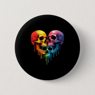 Badge Rond 5 Cm Fierté LGBT Halloween Horreur Squelette Crâne Arc-