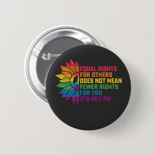 Badge Rond 5 Cm Fierté LGBT Tournesol Droits Égaux Pour Les Autres (Devant & derrière)
