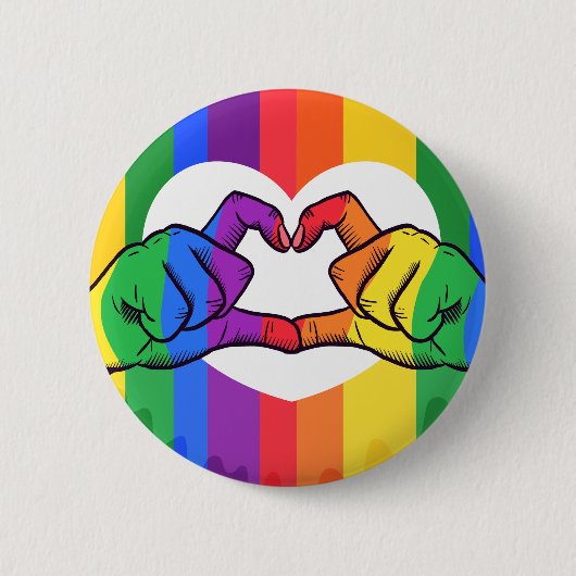 Badge Rond 5 Cm Fierté LGBTQ Mains de coeur (Devant)