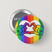 Badge Rond 5 Cm Fierté LGBTQ Mains de coeur (Devant & derrière)