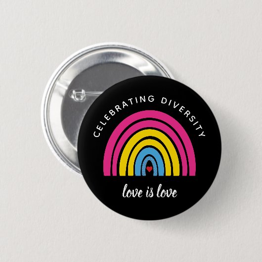 Badge Rond 5 Cm Fierté Pansexuelle Célébrer la diversité L'amour e (Devant & derrière)