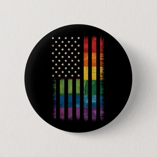 Badge Rond 5 Cm Fierté USA Amérique détenue drapeau arc-en-ciel LG (Devant)