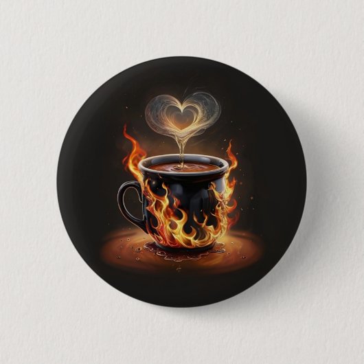 Badge Rond 5 Cm Fiery Christmas Coffee Cup avec Heart Steam Art (Devant)