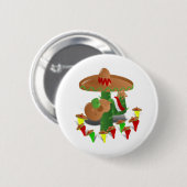 Badge Rond 5 Cm Fiesta Cactus avec guitare et poivrons dansants (Devant & derrière)