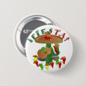 Badge Rond 5 Cm Fiesta Cactus avec Sombrero & Guitare (Devant & derrière)