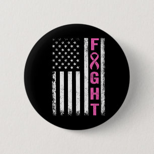 Badge Rond 5 Cm Fight Breast Survivor American Flag Cancer du sein