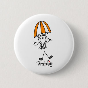 Badge Rond 5 Cm Figure de bâton de parachutisme
