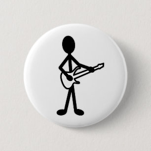 Badge Rond 5 Cm Figure de bâton guitariste