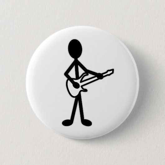 Badge Rond 5 Cm Figure de bâton guitariste (Devant)
