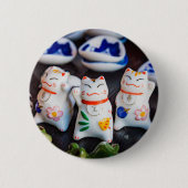 Badge Rond 5 Cm figurines de chats à Beckoning (Devant)
