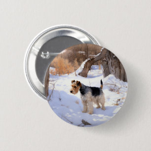 Badge Rond 5 Cm Fil Fox Terrier Laisser neiger Noël