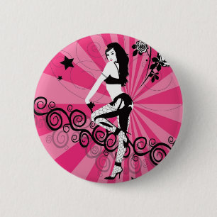 Badge Rond 5 Cm Filets et roses indien