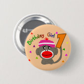 Badge Rond 5 Cm Fille "1" d'anniversaire ans (Devant & derrière)