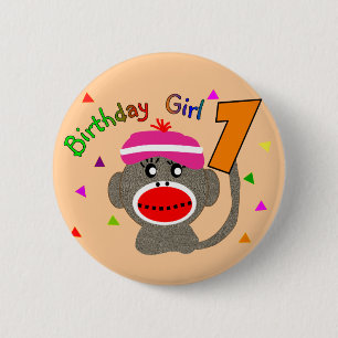 Badge Rond 5 Cm Fille "1" d'anniversaire ans