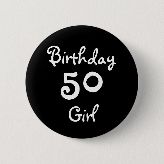 Badge Rond 5 Cm Fille 50 d'anniversaire (Devant)