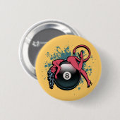 Badge Rond 5 Cm Fille 8-Ball de diable (Devant & derrière)