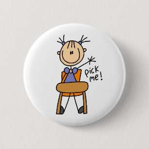 Badge Rond 5 Cm Fille à l'école