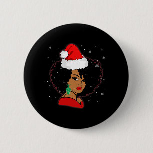 Badge Rond 5 Cm Fille Africaine Noire Américaine Melanin Noël Père