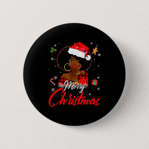 Badge Rond 5 Cm Fille Africaine Noire Américaine Melanin Noël Sant