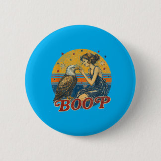 Badge Rond 5 Cm Fille Aigle Drôle de Main Boop Nez Patriote Drôle