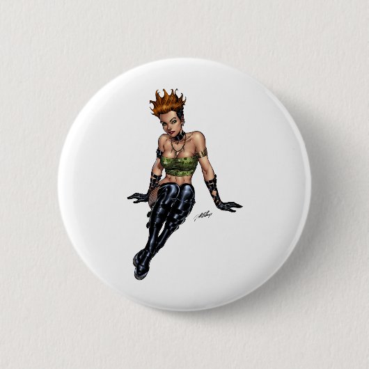 Badge Rond 5 Cm Fille alternative punk par Al Rio (Devant)