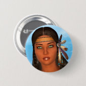 Badge Rond 5 Cm Fille amérindienne (Devant & derrière)