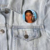 Badge Rond 5 Cm Fille amérindienne (En situation)