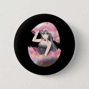 Badge Rond 5 Cm Fille Anime Mignonne Lapin de Pâques Œuf Mignonne