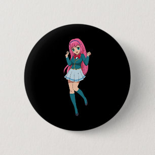 Badge Rond 5 Cm Fille Anime Mignonne Waifu Personnage de Dessin An