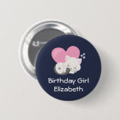Badge Rond 5 Cm Fille Anniversaire mignonne Blanc Kitty Chat Dormi (Devant & derrière)