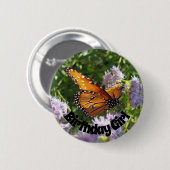 Badge Rond 5 Cm Fille Anniversaire Monarque Papillon Photo Floral (Devant & derrière)