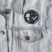Badge Rond 5 Cm Fille Astéroïde (En situation)