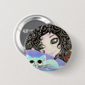 Badge Rond 5 Cm fille au chat 1 (Devant & derrière)