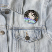 Badge Rond 5 Cm fille au chat 1 (En situation)