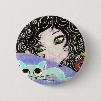 Badge Rond 5 Cm fille au chat 1