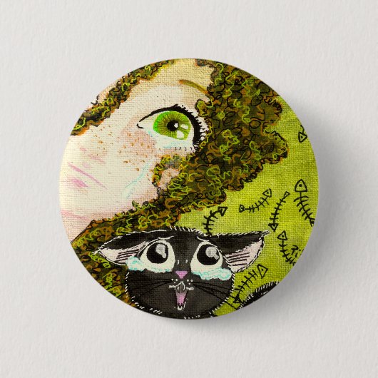 Badge Rond 5 Cm fille au chat 2 (Devant)
