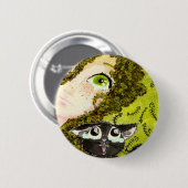 Badge Rond 5 Cm fille au chat 2 (Devant & derrière)