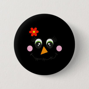 Badge Rond 5 Cm Fille au visage d'Ecrow Cils Fleur Drôle Halloween