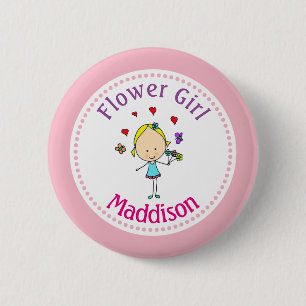 Badge Rond 5 Cm Fille aux fleurs personnalisée