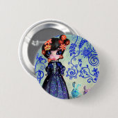 Badge Rond 5 Cm fille aux lapinous (Devant & derrière)