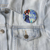 Badge Rond 5 Cm fille aux lapinous (En situation)
